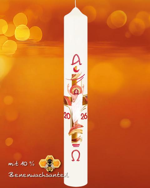 Osterkerze 600 x 80 mm RAL Kreuz der Auferstehung