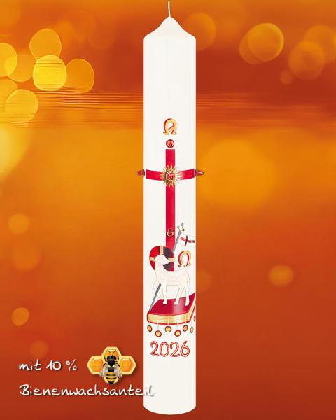 Osterkerze 600 x 80 mm AGNUS DEI mit Nägeln