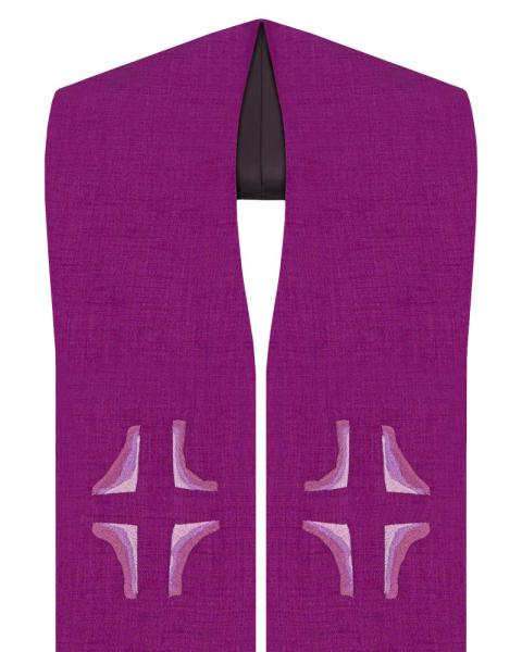 Priesterstola mit gesticktem Kreuz, violett 135 cm lang