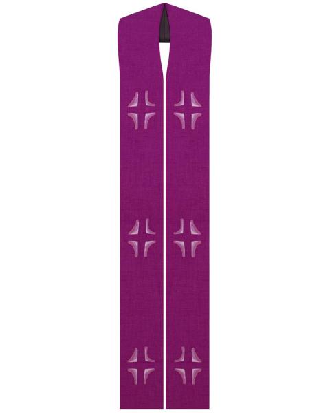 Priesterstola mit gesticktem Kreuz, violett 135 cm lang
