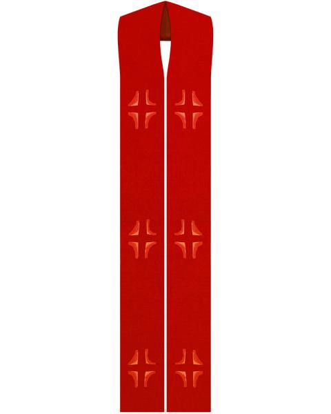 Priesterstola mit gesticktem Kreuz, rot 135 cm lang