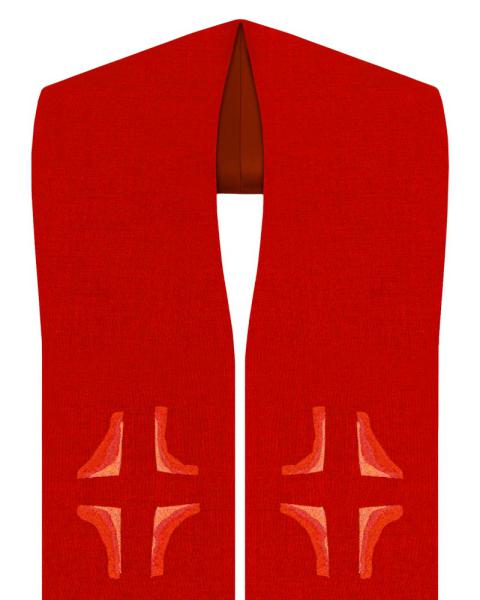Priesterstola mit gesticktem Kreuz, rot 135 cm lang