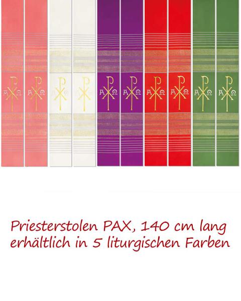 Priesterstola Pax und A + O violett mit Streifeneinwebe