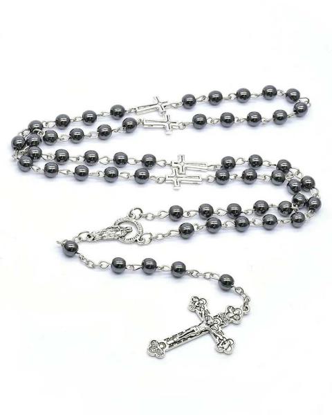 Rosenkranz Hämatit 6 mm Ø gekettelt, 53 cm lang