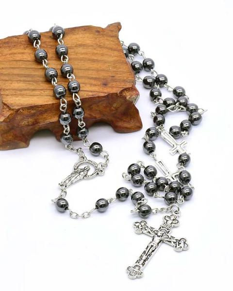 Rosenkranz Hämatit 6 mm Ø gekettelt, 53 cm lang