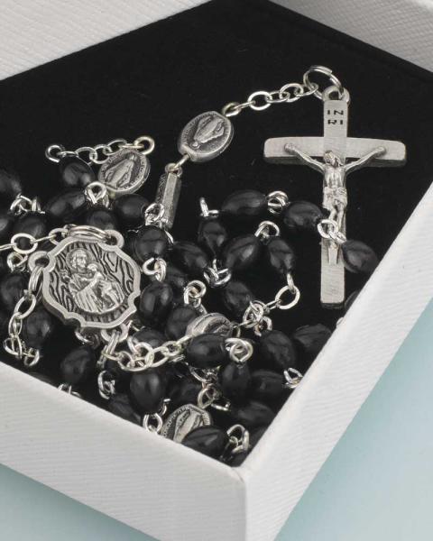 Ghirelli Rosenkranz Hl. Josef schwarze Perlen 56 cm lang