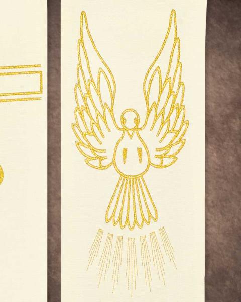 Hochzeitsstola weiß, mit gold gesticktem Kreuz und Trauringe