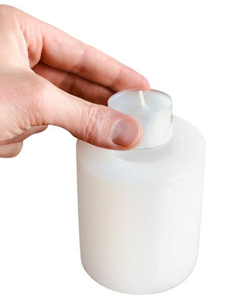 Teelichtkerze weiß 15 cm hoch 8 cm Ø für Teelichter