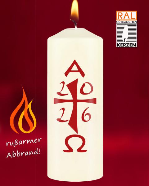 Osterkerze 150 x 60 mm A + O mit Jahreszahl