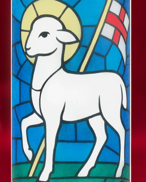 Osterkerze 165 x 50 mm, Lamm Gottes A+O