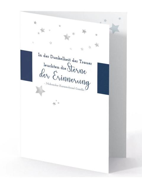 Trauerkerze "Sterne der Erinnerung" 8 x 20 cm m. Karte