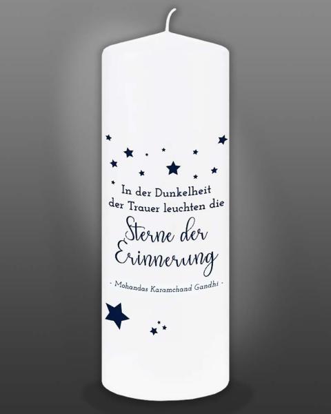 Trauerkerze "Sterne der Erinnerung" 8 x 20 cm m. Karte