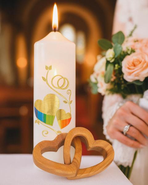 Herzen aus Olivenholz "Verbundene Herzen"