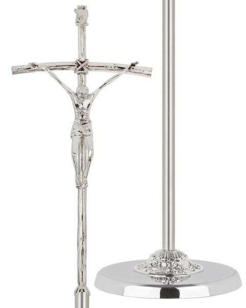 Vortragekreuz - Papstkreuz 50 x 24 cm versilbert glänzend