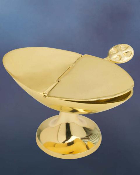 Schiffchen Messing vergoldet, 7 x 13 cm mit Deckel