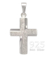 Preview: Kreuz Anhänger matt strukturiert 15 x 20 mm 925 Silber