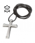 Preview: Schmuckkreuz Metallguss mit Lederband 5,5 x 3,5 cm