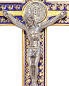 Preview: Benedigtkreuz 4,5 x 7,5 cm mit blauem Email
