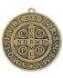 Preview: St. Benedikt Medaille 10 cm Ø Messing patiniert