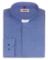 Preview: Collarhemd Leinen Langarm Mittelblau