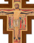 Preview: Franziskuskreuz 13 x 10 cm Holz, Colordruck mit gold