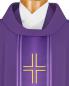 Preview: Kasel violett Mittelstab mit Brustkreuz 130 x 145 cm