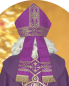 Preview: Nikolausmitra aus violettem Damast