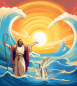 Preview: Osterkerze Moses mit Jahreszahl 800 x 80 mm