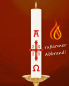 Preview: Osterkerze 600 x 80 mm RAL Kreuz klassisch rot & gold