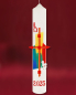 Preview: Osterkerze 400 x 60 mm Lamm A+O Wachsapplikation