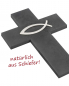 Preview: Wandkreuz, Schieferplatte, 15 x 23 cm mit Fischsymbol