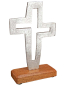 Preview: Standkreuz Mangoholz 5 x 10 x 17 cm Silberrelief