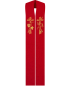 Preview: Priesterstola gestickt Kreuz, Trauben und Ähren, rot