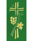 Preview: Priesterstola gestickt Kreuz,  Trauben und Ähren, grün
