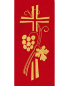 Preview: Priesterstola gestickt Kreuz, Trauben und Ähren, rot