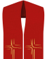 Preview: Priesterstola rot 135 cm mit gold gestickter Kreuzsymbolik