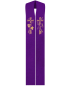 Preview: Priesterstola gestickt Kreuz, Trauben und Ähren, violett