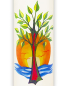 Preview: Kerze 70 x 200 mm Lebensbaum und Sonne m. Wasser