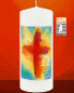 Preview: Tischkerze Ostern Kreuz mit A& O 200 x 80 mm