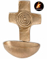 Preview: Weihwasser-Wandkessel mit Kreuz aus Bronze 9 x 8 cm