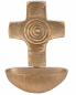 Preview: Weihwasser-Wandkessel mit Kreuz aus Bronze 9 x 8 cm