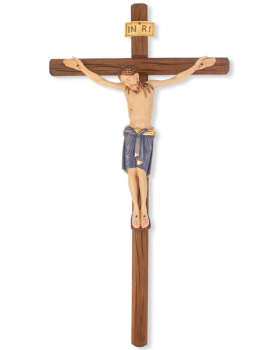 Wandkreuz gebeizt, 29 cm hoch Christus 13cm