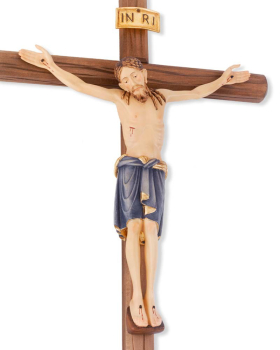 Wandkreuz gebeizt, 29 cm hoch Christus 13cm