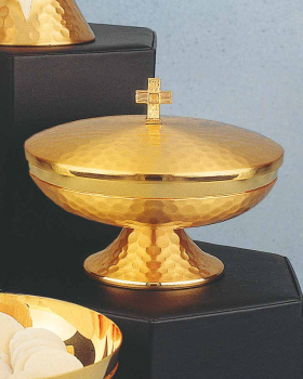 Ziborium vergoldet 12cm ø matt, gehämmert