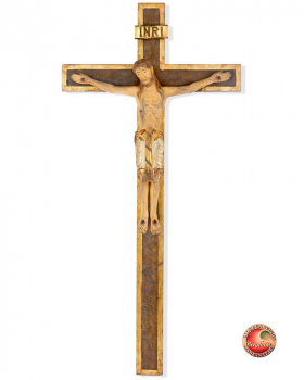 Wandkreuz Holz Romanisch Antik - Kreuz 34 x 17 cm