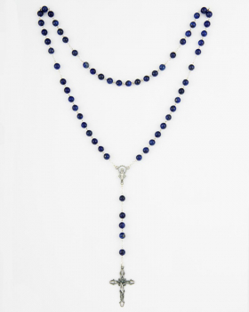 Rosenkranz Lapislazuli 0,6 cm Sterling Silber gekettelt