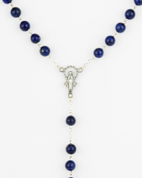 Rosenkranz Lapislazuli 0,6 cm Sterling Silber gekettelt