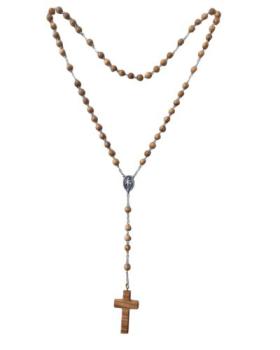 Preview: Rosenkranz Olivenholz Perlen Kreuz 4 cm