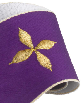 Preview: Versehstola violett/weiß mit Fransen 5 cm breit