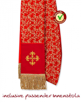 Nikolaus- Rauchmantel rot/gold mit Stola, barockes Design